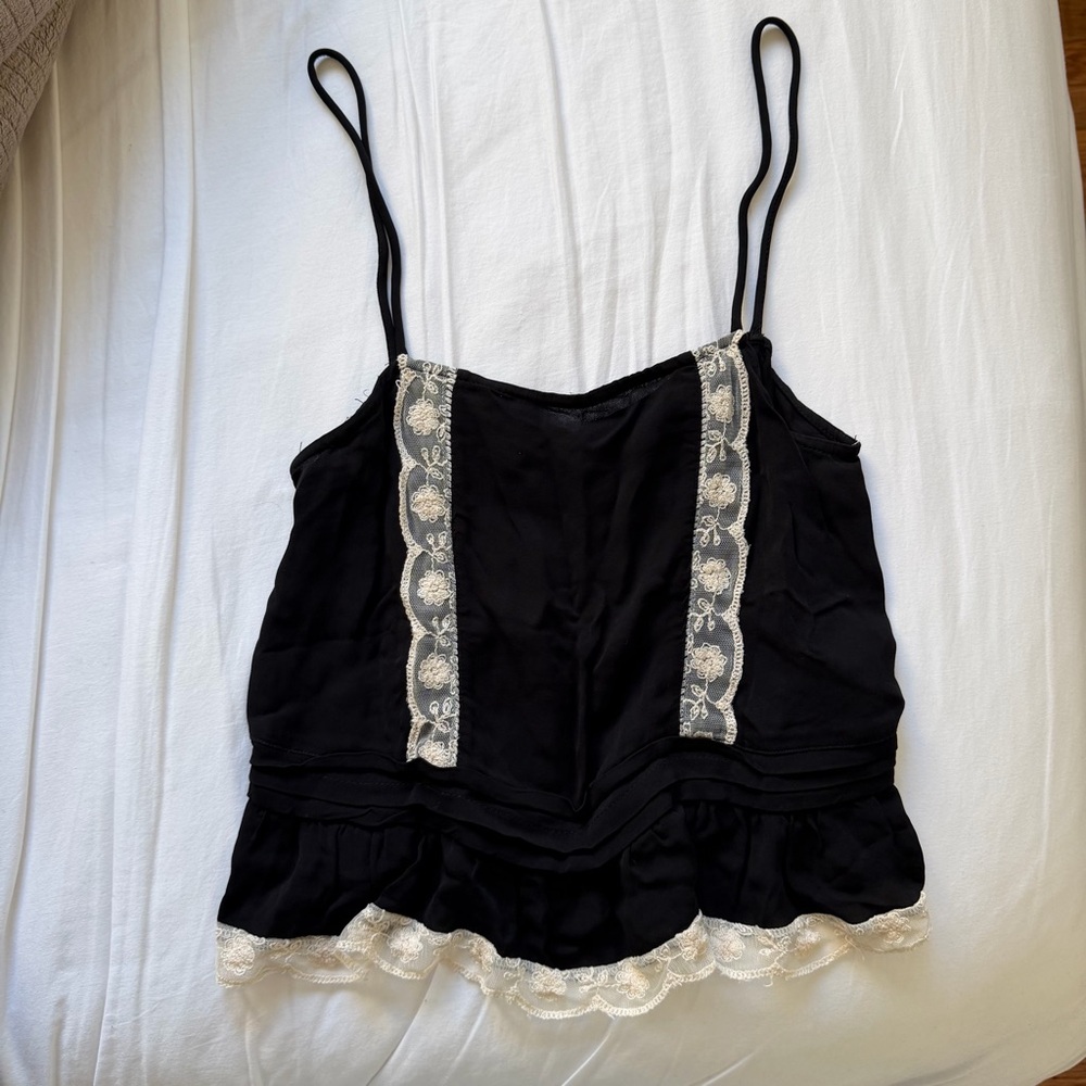 Zara Black Camisole with Lace Accents